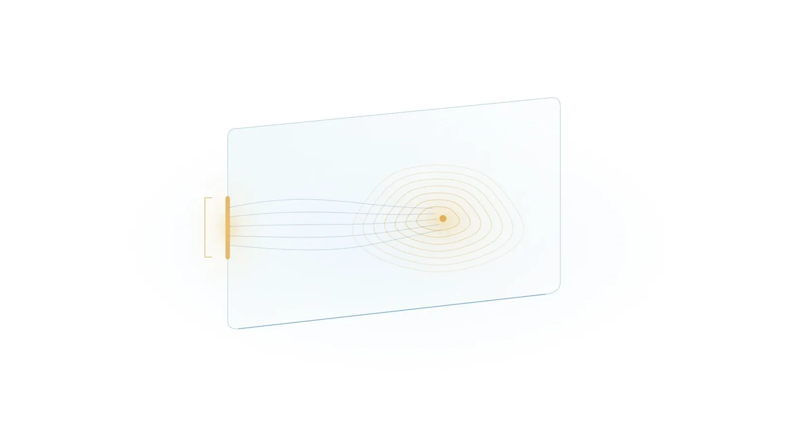 A warm interior glow is seen through a narrow opening in the edge of a translucent cool-blue material.